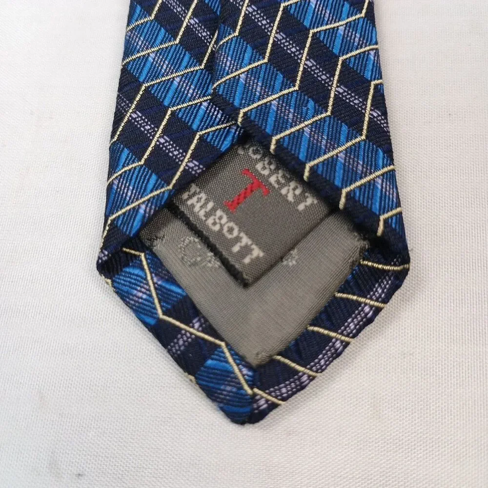 Robert Talbott Blue Black ZigZag Silk Necktie Best of Class Handmade USA 59